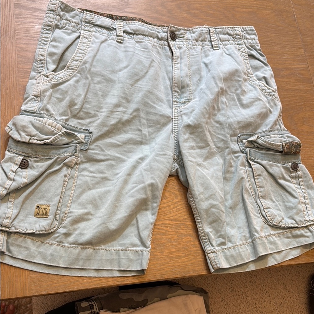 True Religion Blue Cargo Shorts Relaxed Fit
